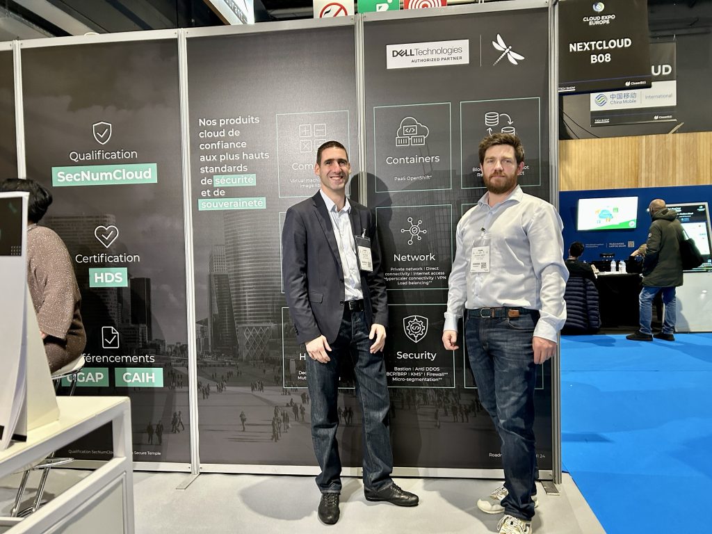 Cloud temple at cloud expo europe 2023 Alexandre Lepetit from Cloud Temple and Marc Royer from Deel