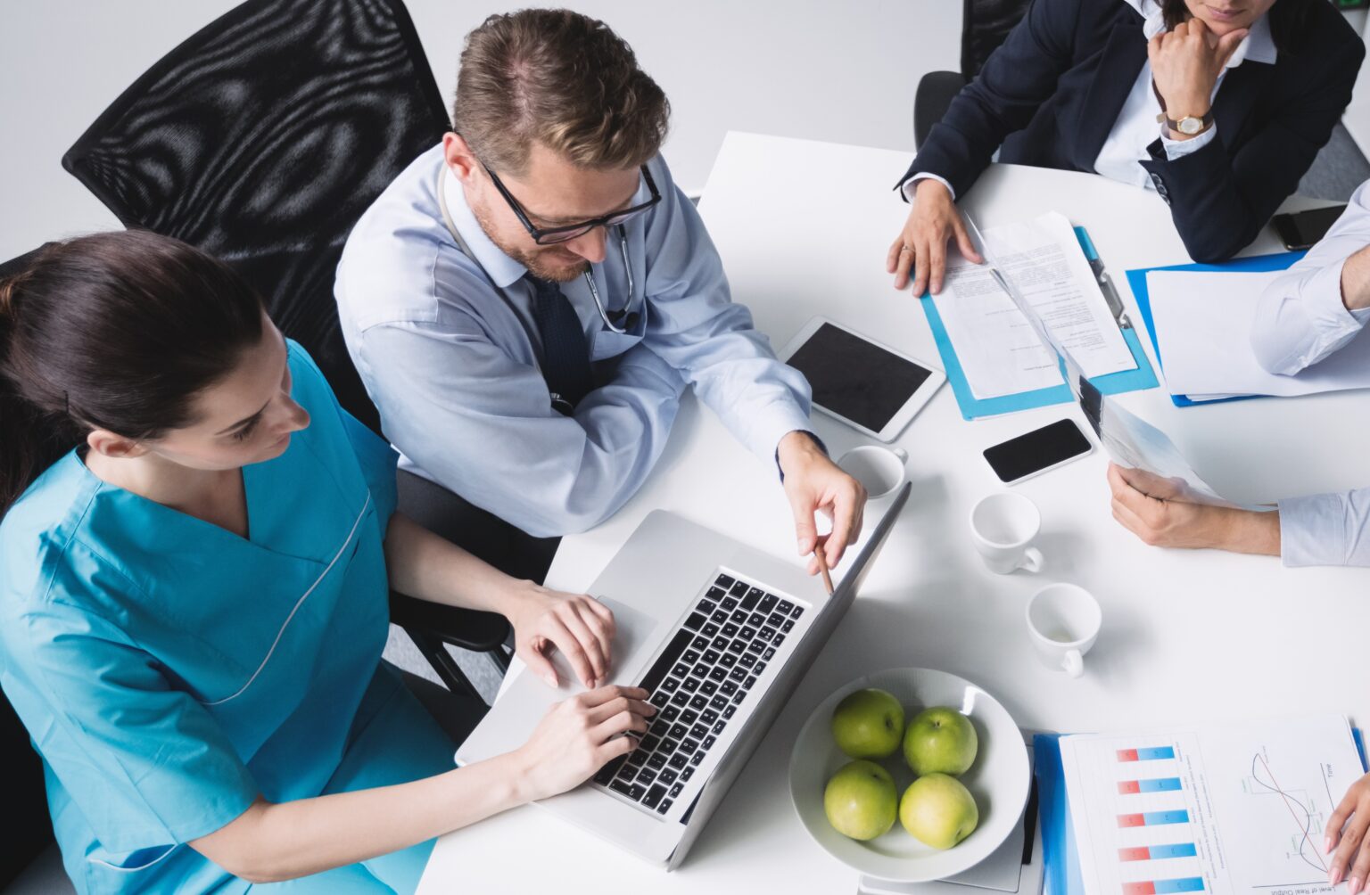 Photo of medical team coordination and patient data exchange, Wire